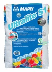Клей Mapei Ultralite S1 белый для керамической плитки, натурального камня и тонкого керамогранита 15 кг