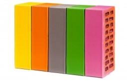 Кирпич лицевой керамический «Тычок 10 цветов» с полимерным покрытием пустотелый одинарный