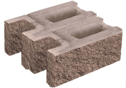 Заборный блок колотый, стеновой утолщенный, 380х380х140мм, коричневый