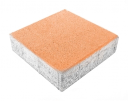 Тротуарная плитка Берит Квадрат Оранжевая 300х300х80 на белом цементе