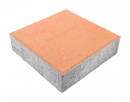 Тротуарная плитка Берит Квадрат Оранжевая 200х200х80 на белом цементе