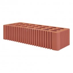 Кирпич лицевой керамический Красный «Рифленый» пустотелый одинарный